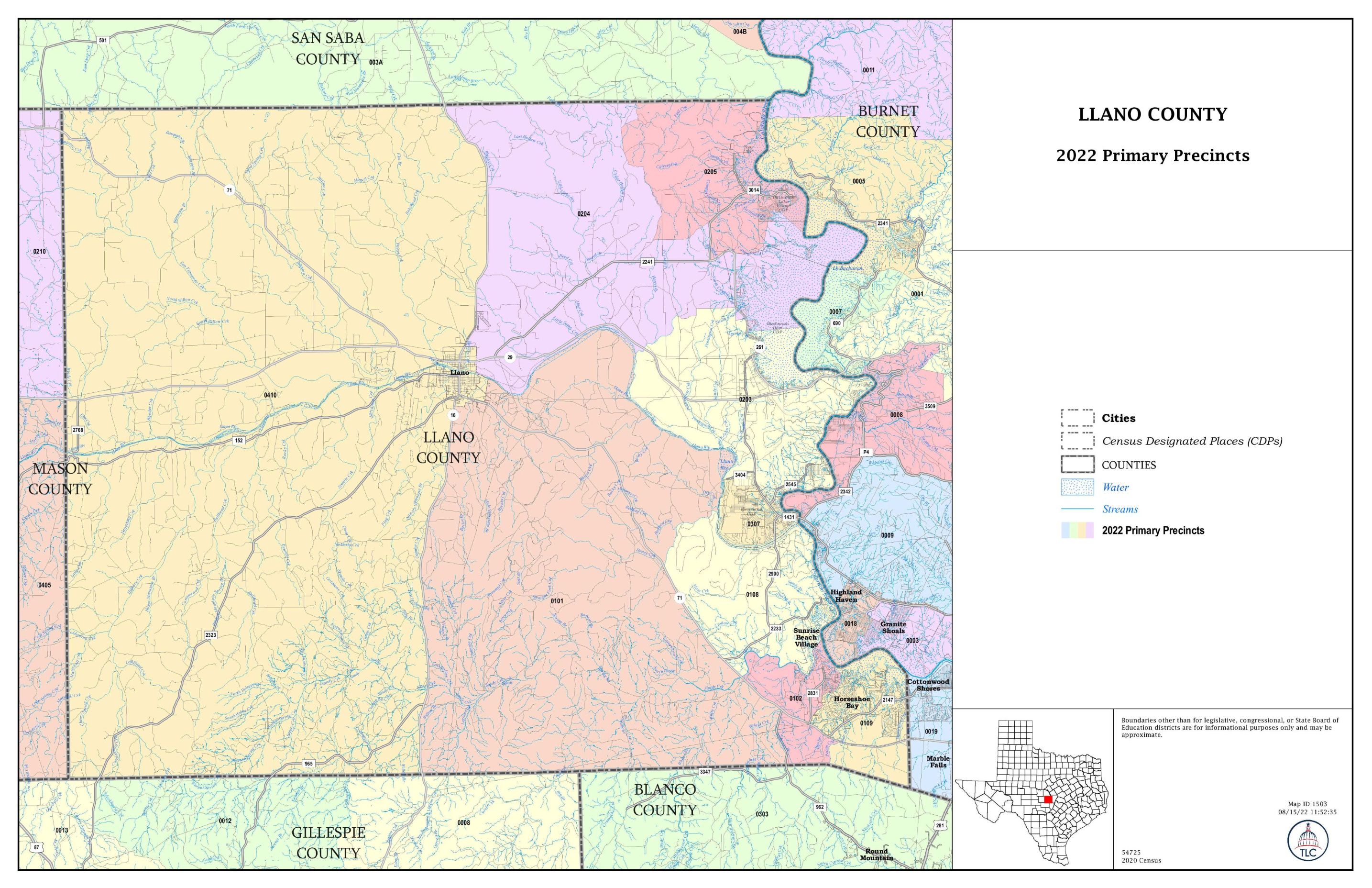 Precinct map Llano county